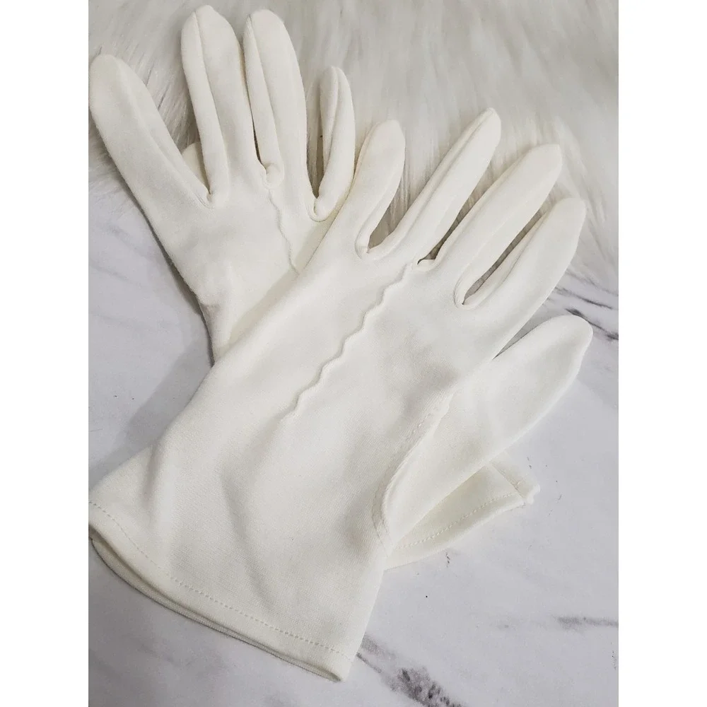 Vintage Cotton Gloves‎ White SZ Small Prom Opera Formal Retro Church Dainty 60's